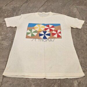 St Thomas umbrella Single Stitch T Shirt Vintage 80s medium